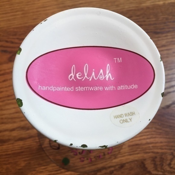 Delish Hand Painted Girls Night Out Green & Pink Margarita Cocktail Glass - Picture 4 of 12